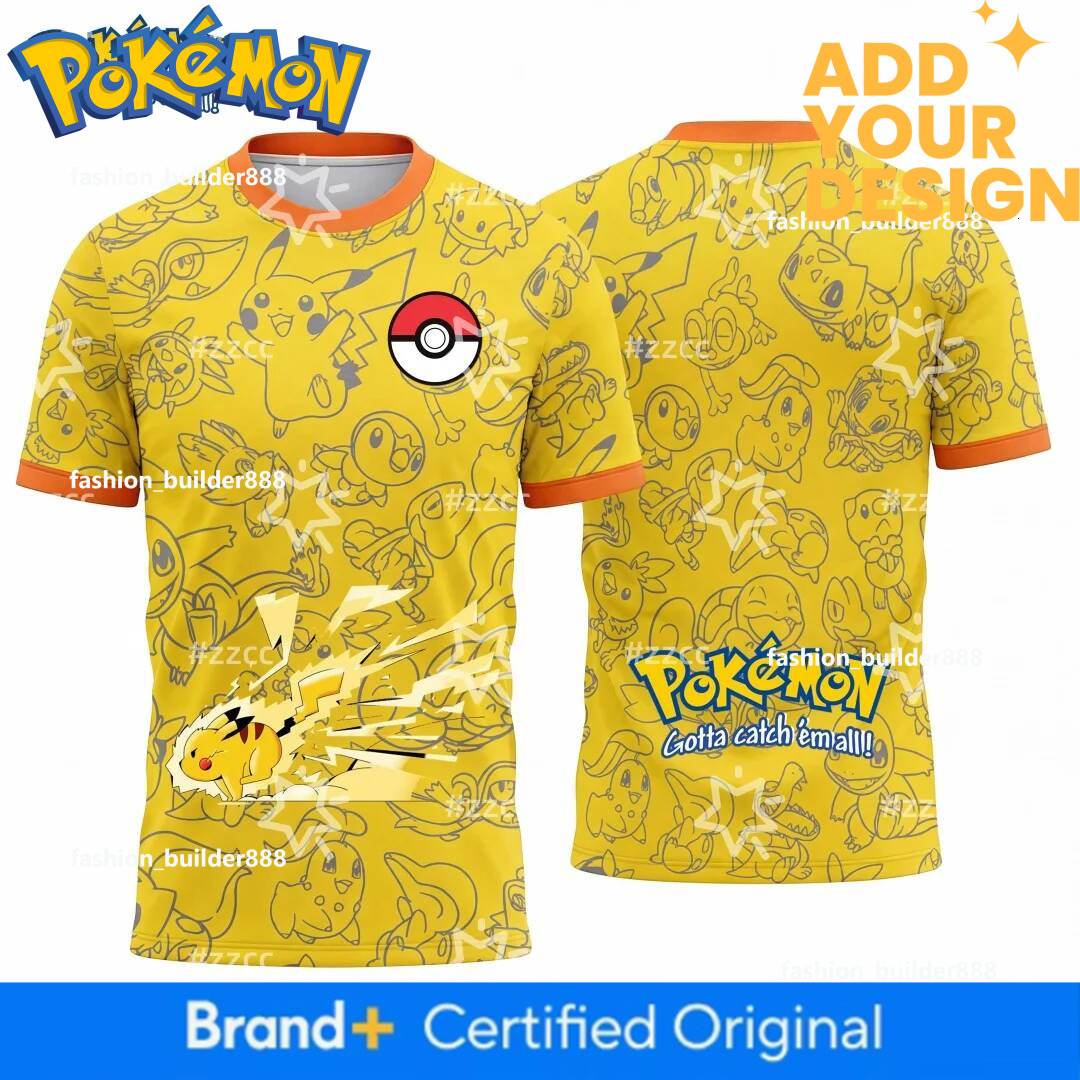 Soccer Jerseys (Unisex) Pikachu Graphic T-Shirt For Pokemon Football Jersey Autumn Sports Dry Quickly Men's T-Shirt Kid's Clothing Tee Y2k W