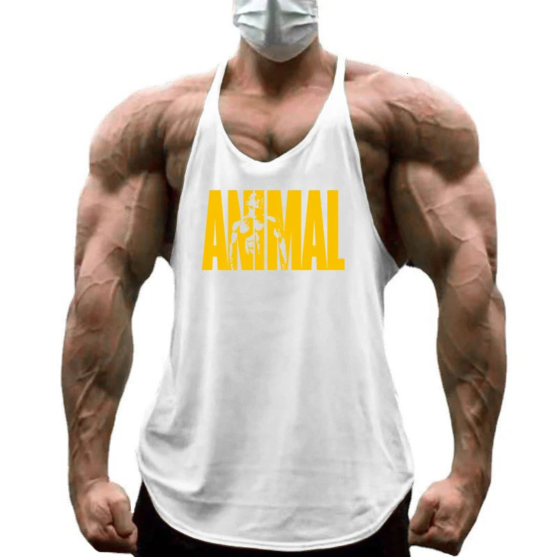 Running Vests Mens ANIMAL Letters Printed Gym Stringer Tank Tops Cotton Bodybuilding Sleeveless Singlets Muscle Fitness Clothing 260423