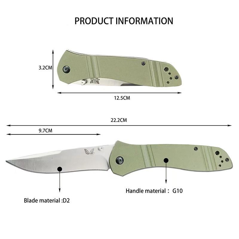 BM710 Folding Knife D2 Blade G10 Handle Outdoor Camping Hunting Kitchen Utility Fruit Tactical Survival Pocket Knives EDC Tools