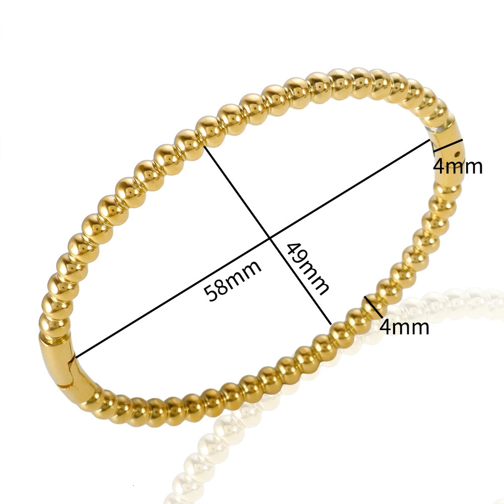Trendy Round Ball Beaded Bracelets Bangles High Quality Stainless Steel Twist Balls Dots Bead Bangle for Women Jewelry Wholesale 260423