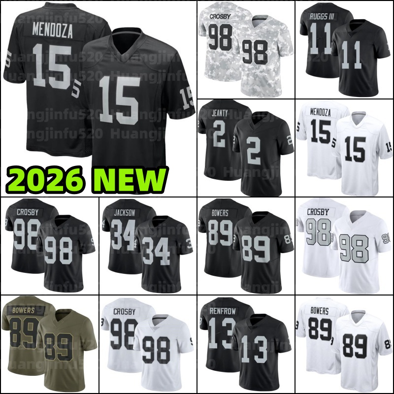 LasVegas Raider jersey 15 Fernando Mendoza Brock Bowers Football Jersey Kirk Cousins Bo Jackson Ashton Jeanty Howie Long Charles Woodson Marcus Allen Maxx Crosby