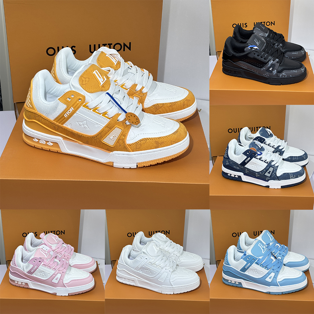 Designer Shoes Men Women Trainer Denim Blue Sneakers Monogram Embossed Casual Low Top Shoes Retro Basketball Shoes Luxury Classic Embossed Casual Street Shoes 6666