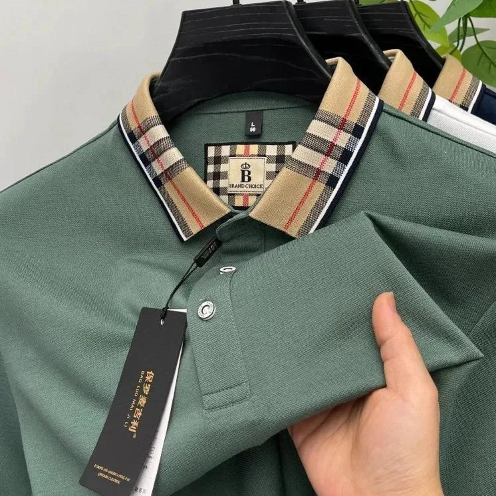 Men's Polos Luxury Brand Short Sleeve Polo Shirt Men Fashionable Simple Solid Color Summer Mercerized Cotton Breathable Casual Lapel T