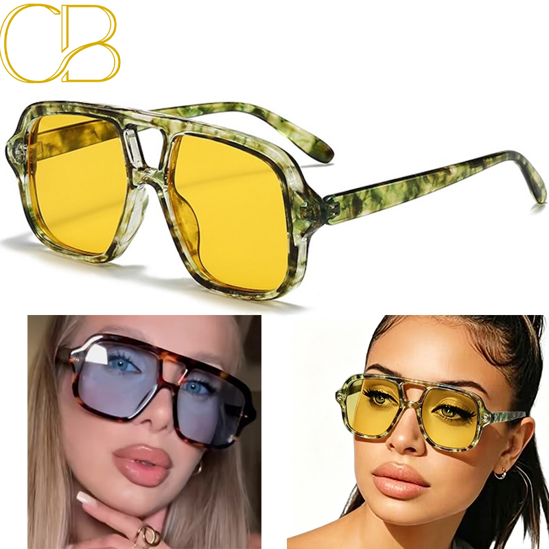 Oversized Sunglasses Pilot Steampunk Y2K shades UV Protection Futuristic Trendy for Women Men for Square face Driving Beach Cycling Fishing CB Fashion