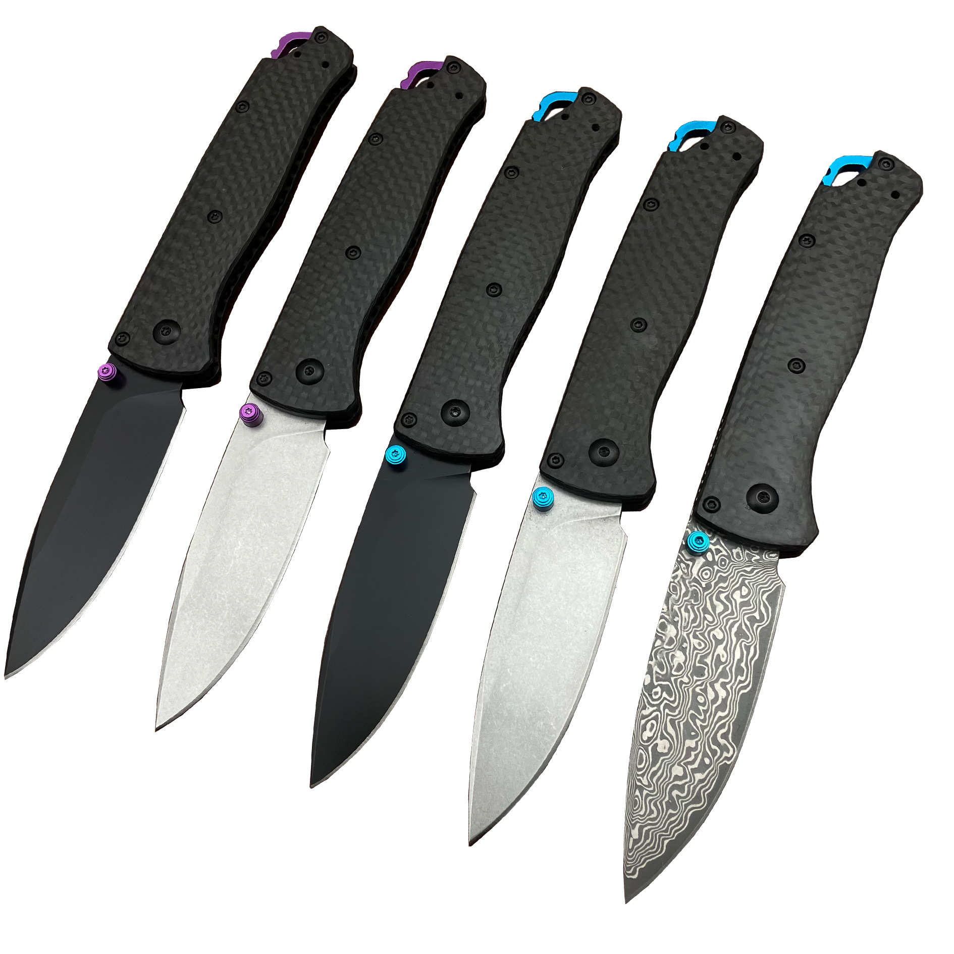 BM 533/535 Folding Knife Damascus Steel Blade Carbon Fiber Handles Sharp Field Hunting Knife Survival Tactical Tool with Pocket Clip