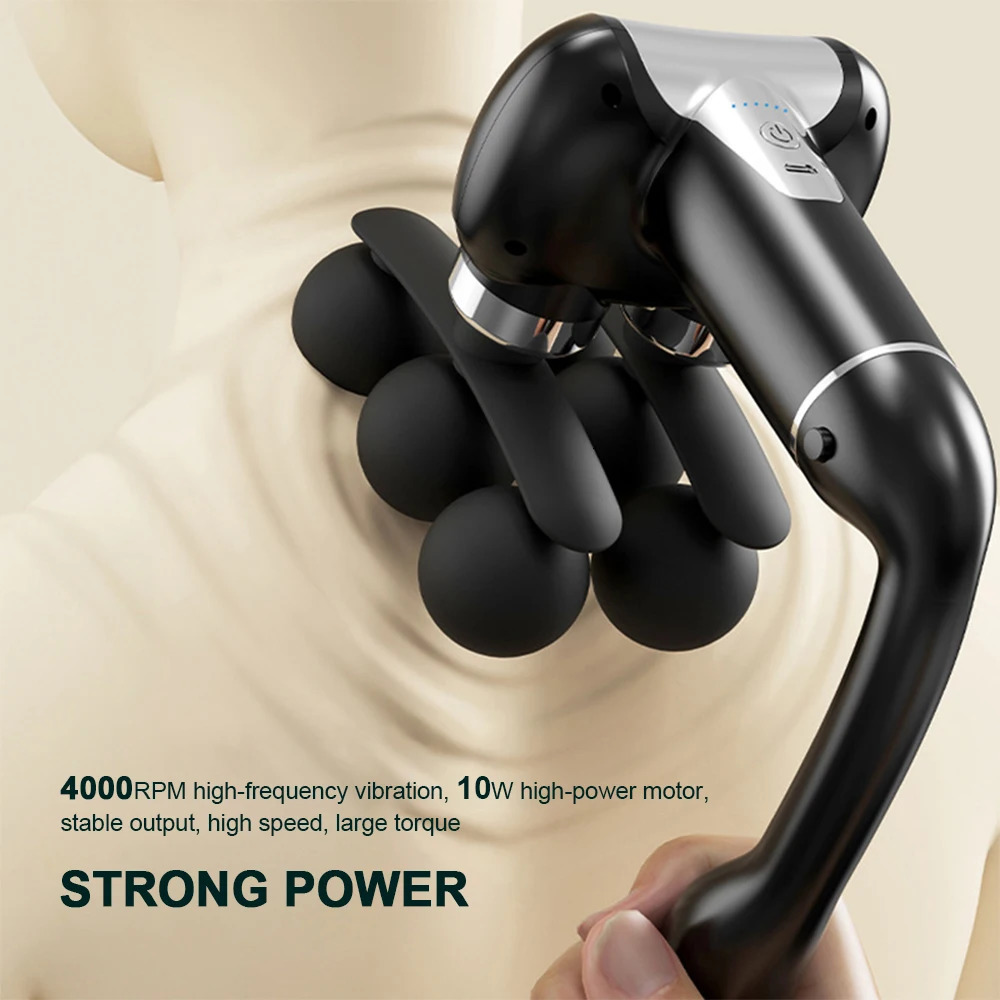 6-Heads Handhel Fascia Gun High Frequency Vibration Body Massage Gun Neck Shoulder Waist Back Handle Massager Fascia masajeador 260424 - view 6