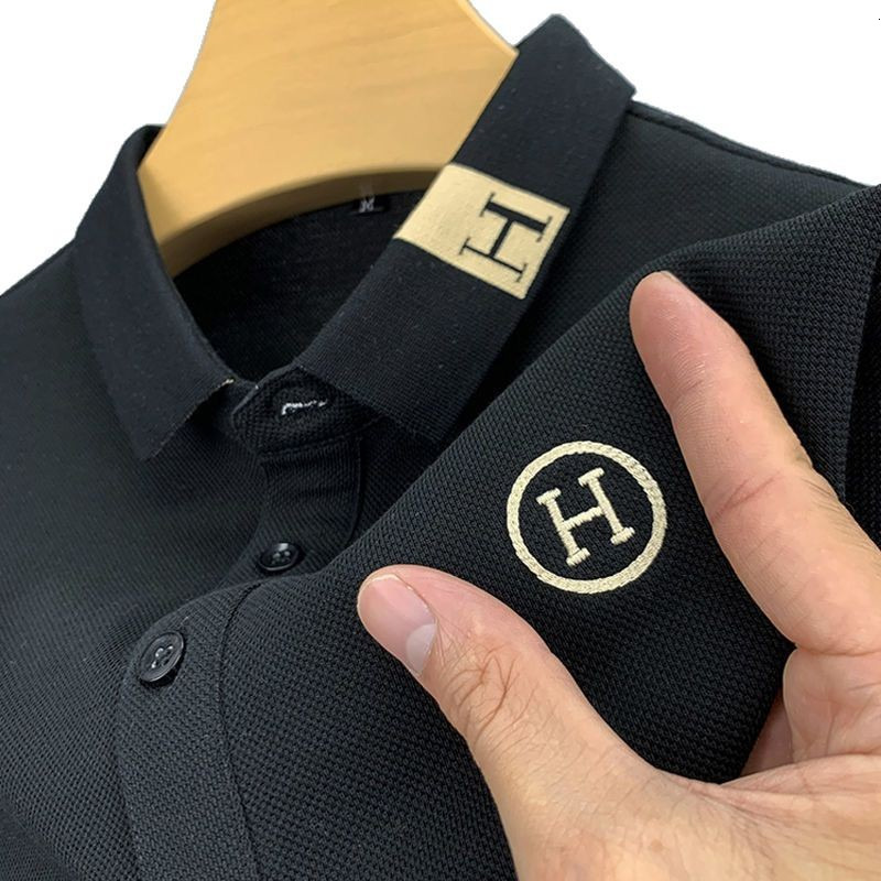 2026 New Men's Short-sleeved T-shirt - Embroidered - Luxury Youth And Middle-aged Collared Polo Shirt - Outdoor Large-sized Casual Business Men&#