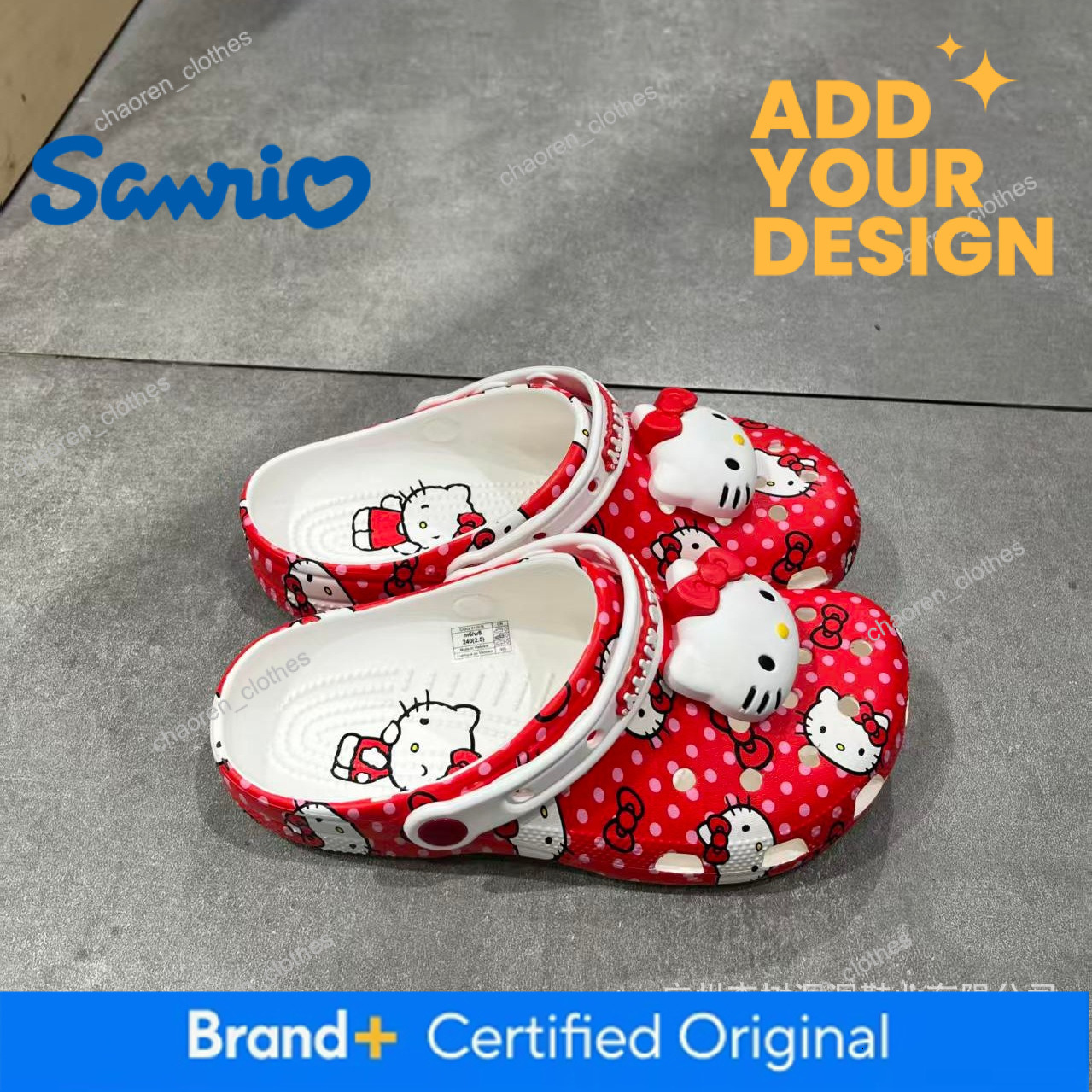 In-Stock Red KT Cat Clogs Girls, Parent-Child Style, Comfortable For Bathroom Casual Wear, Versatile Trendy, Wholesale And Dropshipping Available Luxu