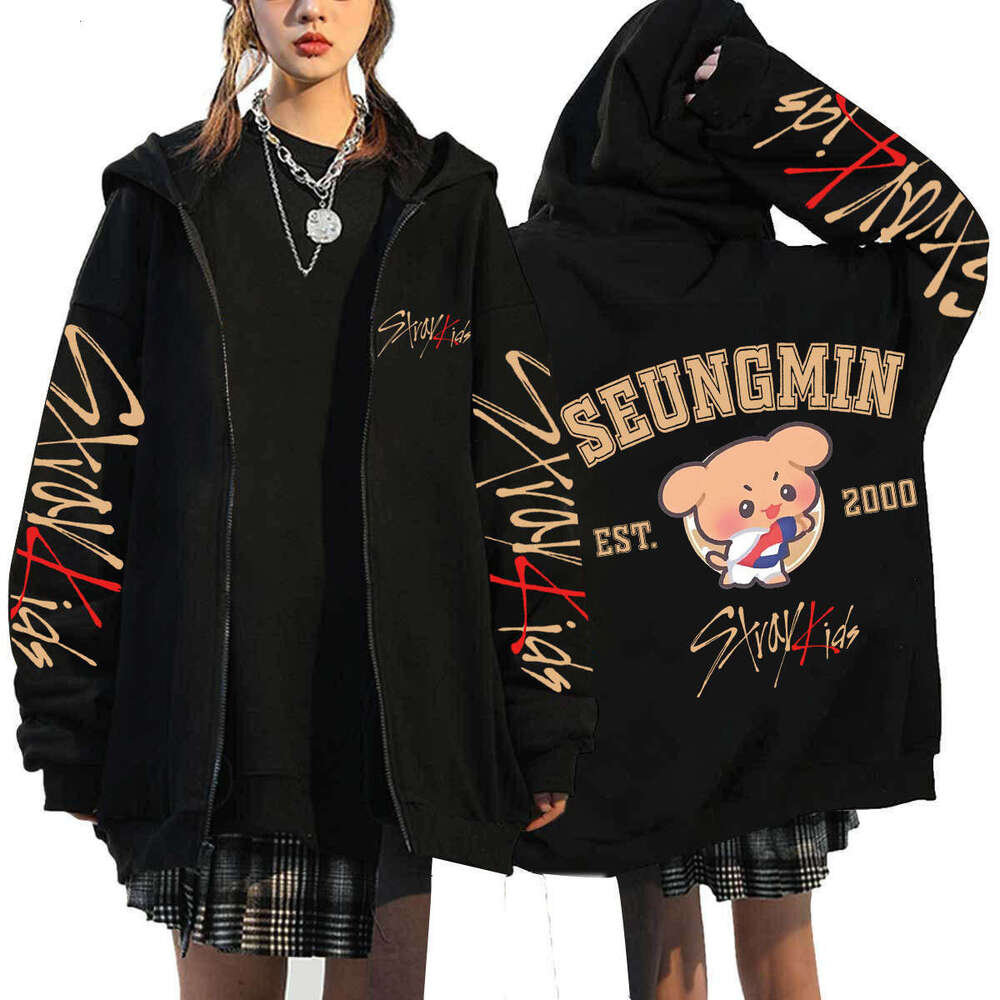 Solid Color Hoodie Women Pure Tone Minimalist All Match Daily Travel Streetwear Q-version Stray Kids Dominate merc