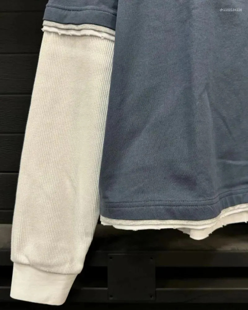 Men's T Shirts Street Fashion Letter Printed Cotton Round Neck Long Sleeve T-shirt Men Trendy Brand Casual Loose Oversized Top