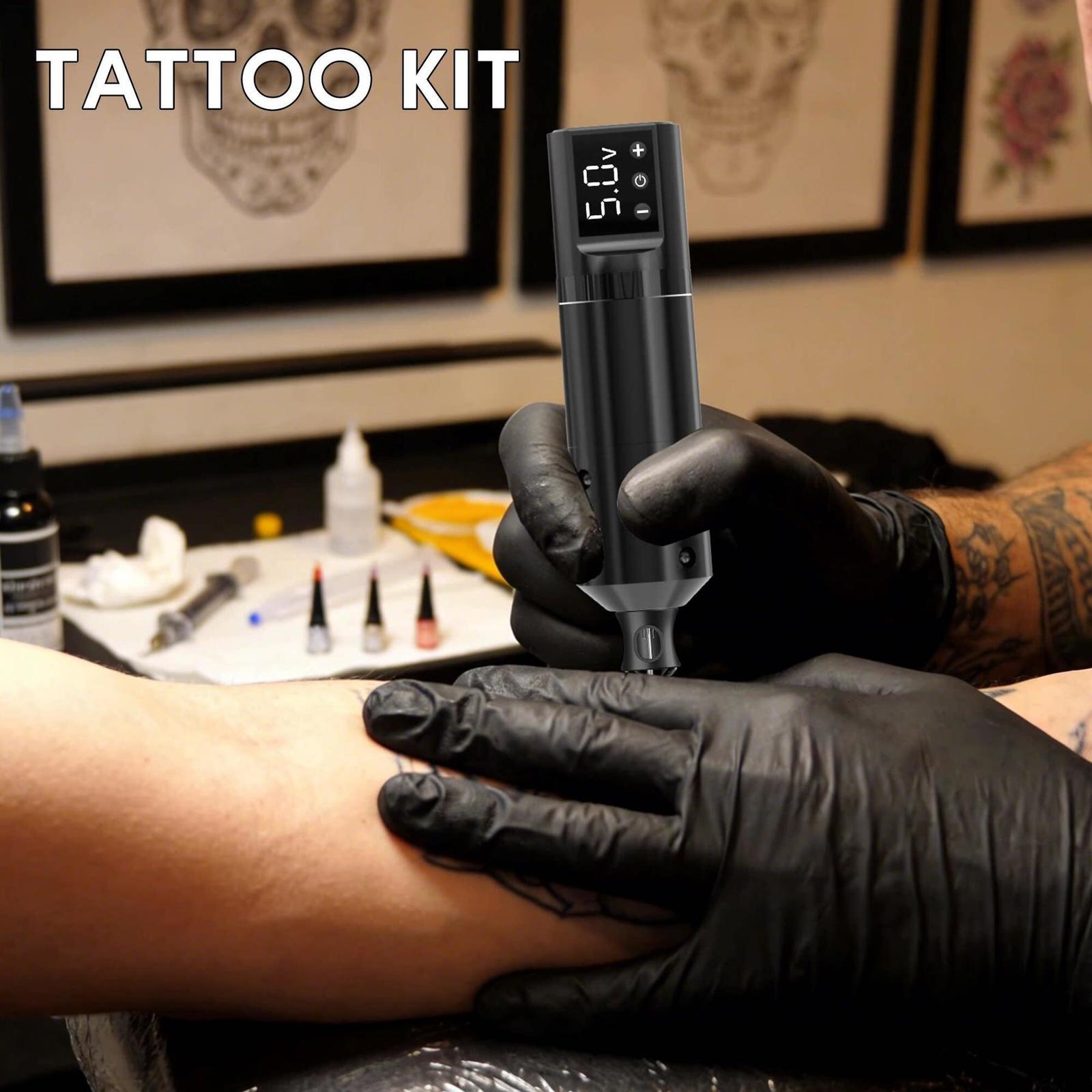 POSEIDON Tattoo Pen Kit Rotary Wireless Tattoo Machine Kit Coreless Motor High Quality Tattoo Gun Kit for Tattoo Artist 240708