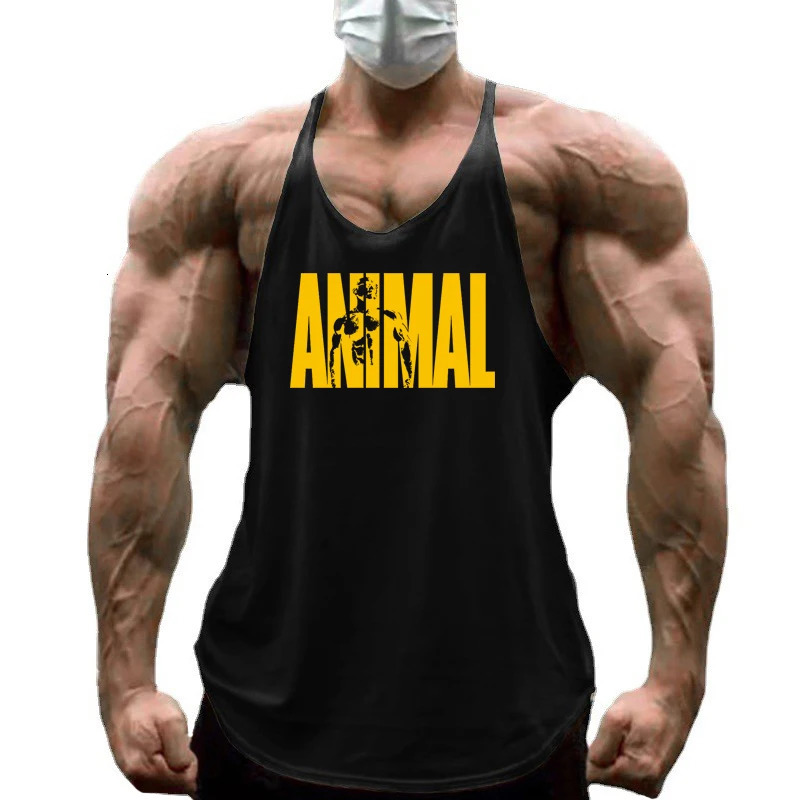 Running Vests Mens ANIMAL Letters Printed Gym Stringer Tank Tops Cotton Bodybuilding Sleeveless Singlets Muscle Fitness Clothing 260423