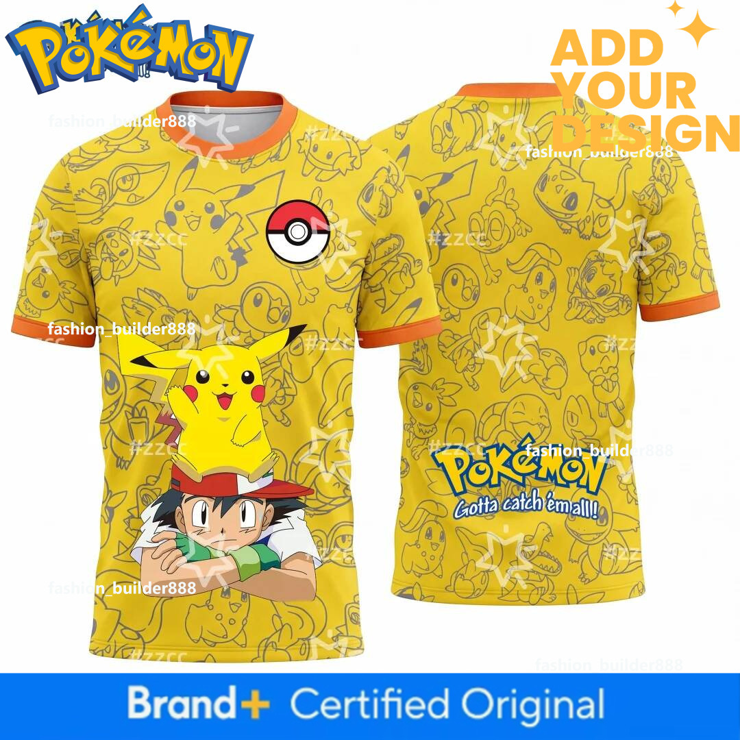 Soccer Jerseys (Unisex) Pikachu Graphic T-Shirt For Pokemon Football Jersey Autumn Sports Dry Quickly Men's T-Shirt Kid's Clothing Tee Y2k W