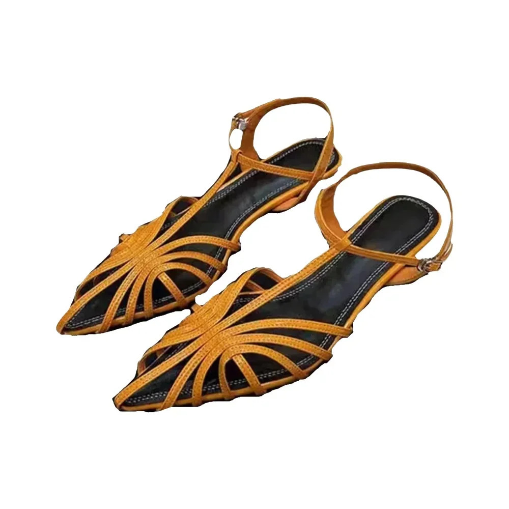 Women Shoes Narrow Band Summer Sexy Sandals ner Sandals Kitten Heels Pointed Toe Ladies Simple Footwear Orange Shoes Size43 260424
