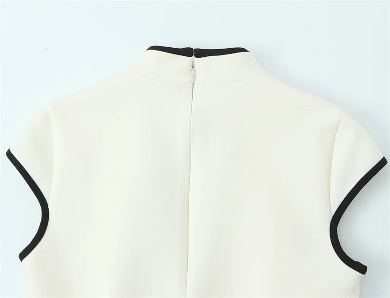 Womens Dress 2026 Summer Style White Sleeveless Hollowout Decor Qipaostyle Mini Elegant and Fashionable 260423