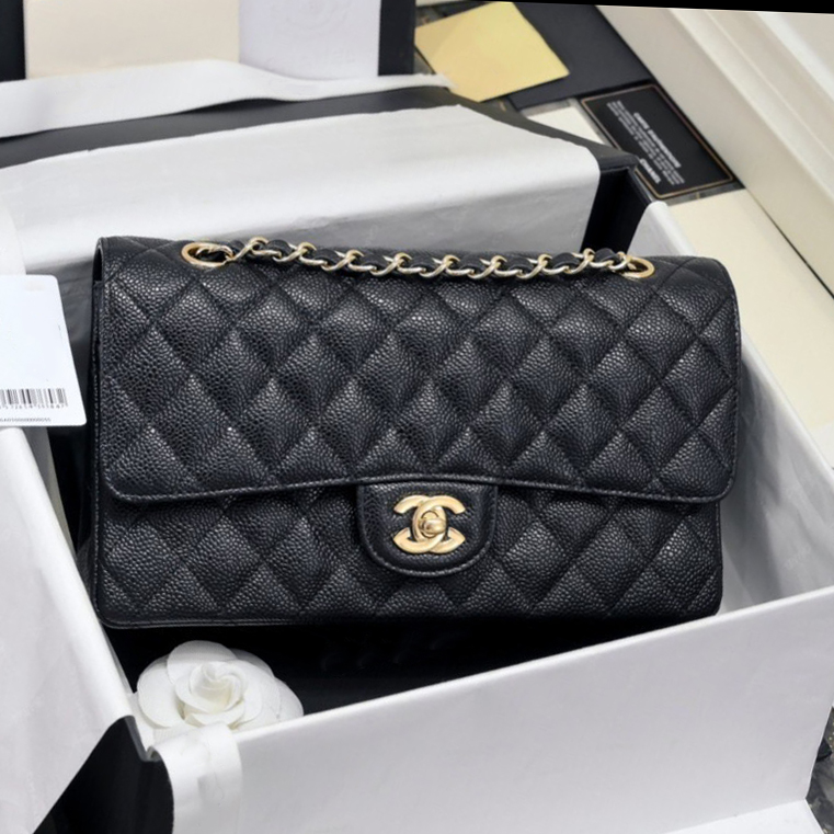 High-Quality Shoulder Bag Designer Bag Luxury Bag Wallet Crossbody Bag for Women Classic Black Chain-Strap Bag Leather with Chain Accents Grained Cowhide Leather