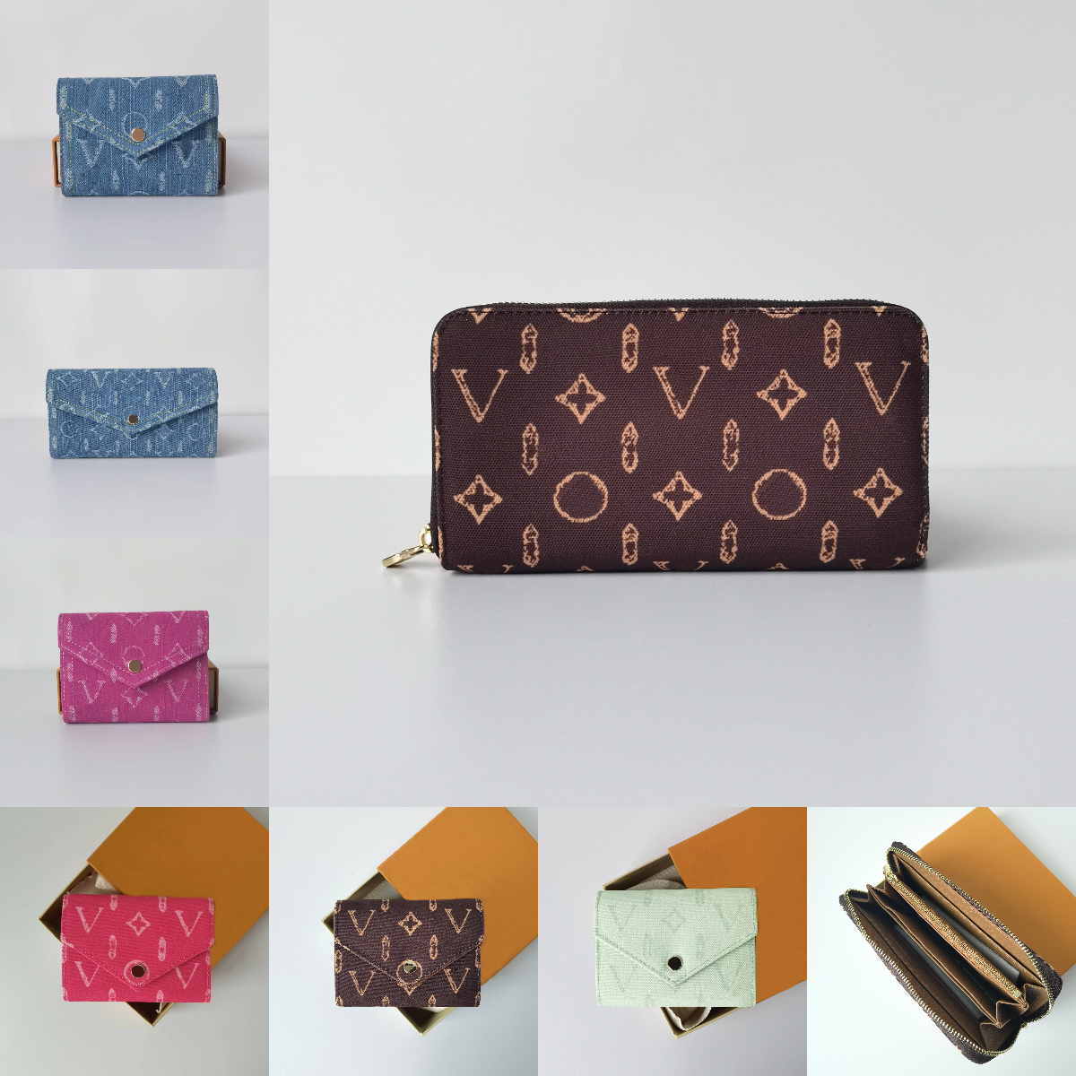 Designer Old Flower Wallet Fashion Men Women Passport Purses Luxury Canvas Cardholder Zippy Wallets Pouch Credit Card Wallets With Box