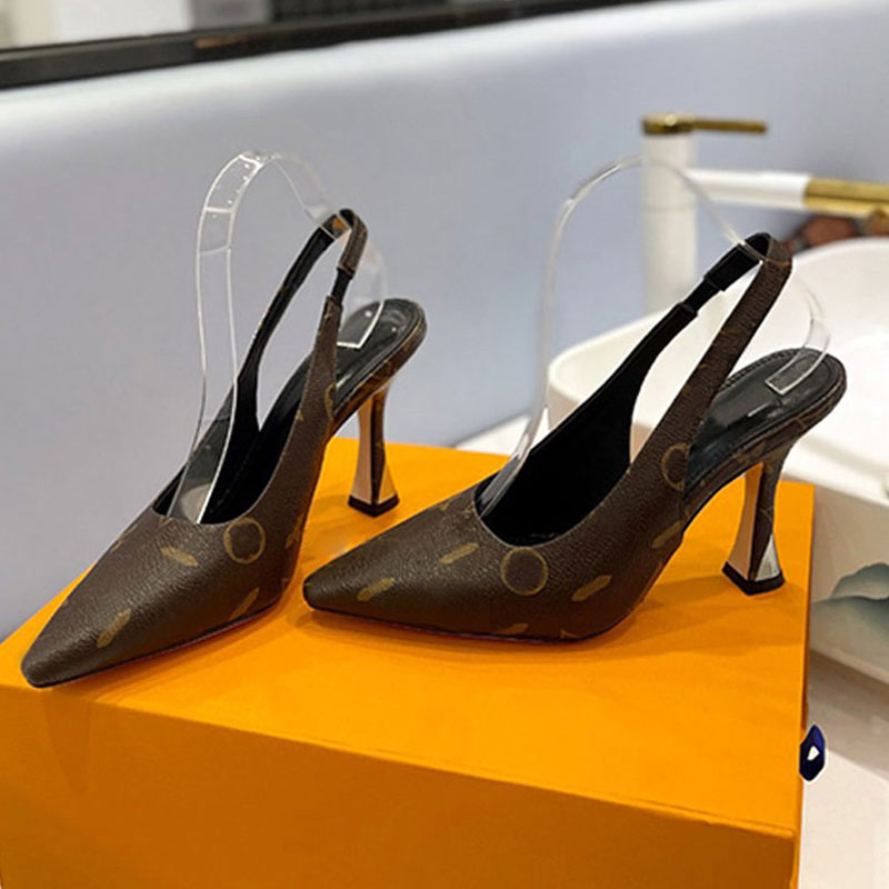 Klassische schwarze Damen Spitze Sandalen 2026SS neue Designer Hohe Absatze Damen Hohe Absatze Kuhle Drag Blumen Muster Dekoration Leder Stoff 9cm Fine Absatze