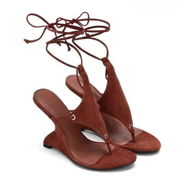 2026 European and American Womens Spring and Summer Fashion Clip Toe Ankle Strap Irregular High Heels Walking Hollow Shoes 260423