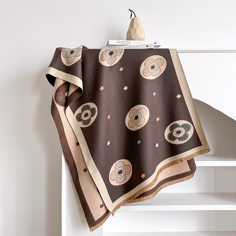 Designer Scarf Luxurious Women's Shawl Geometric Pattern Synthetic Cashmere Double-sided Scarf Outdoor Warmth And Protection