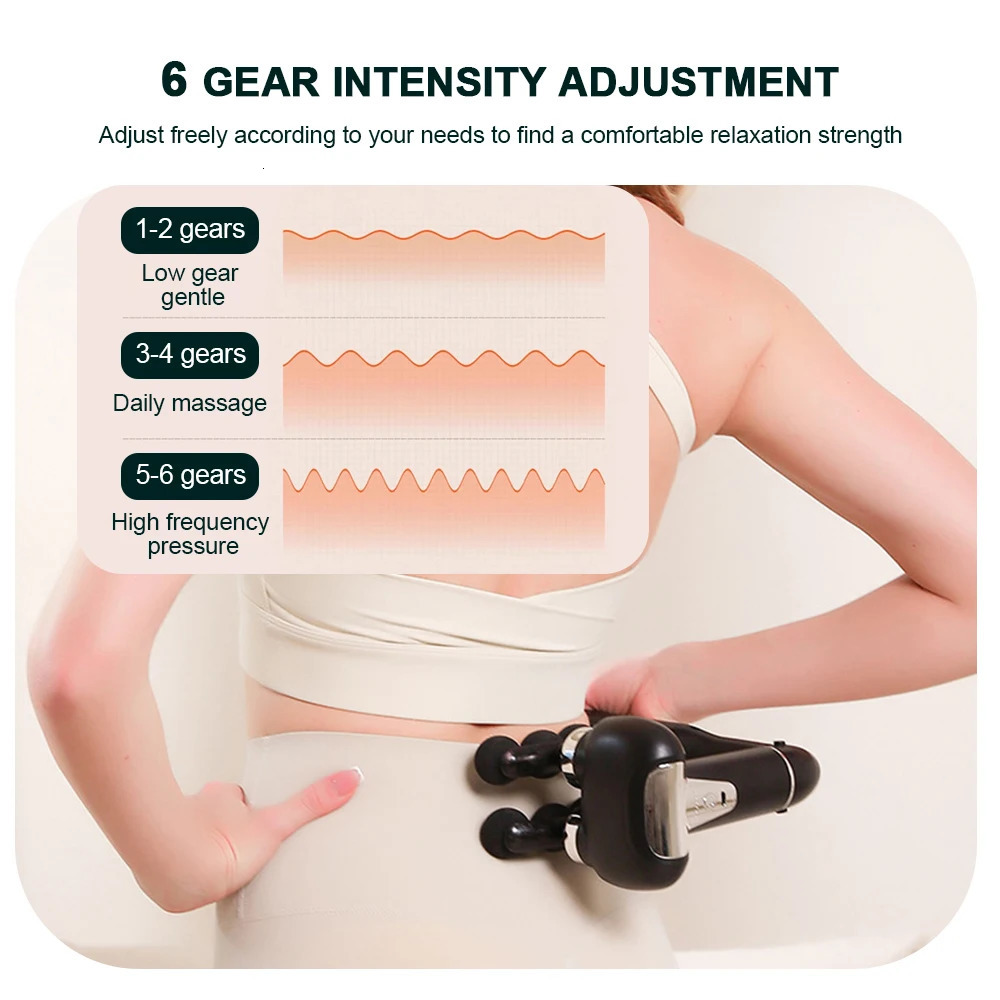 6-Heads Handhel Fascia Gun High Frequency Vibration Body Massage Gun Neck Shoulder Waist Back Handle Massager Fascia masajeador 260424 - view 7