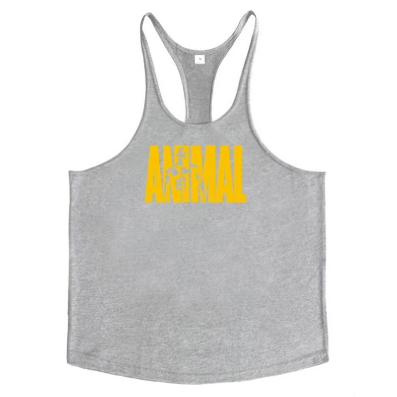 Running Vests Mens ANIMAL Letters Printed Gym Stringer Tank Tops Cotton Bodybuilding Sleeveless Singlets Muscle Fitness Clothing 260423