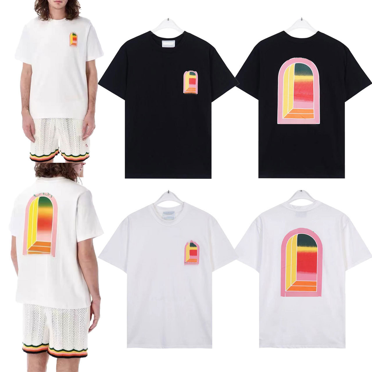 designer t shirt Moroccan Style Dream Gate Printed 100% Cotton TShirt Mens and Womens Street Fashion Casual Short Sleeve Top Set Graphic Letter Print tees