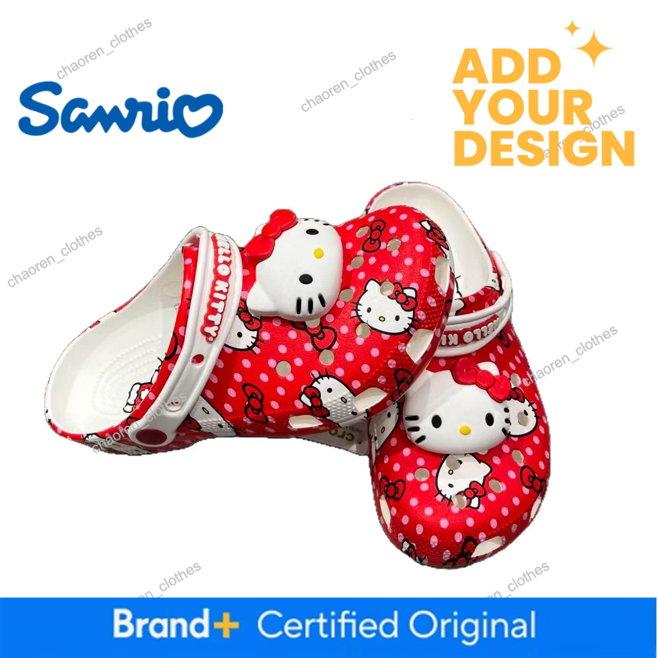 In-Stock Red KT Cat Clogs Girls, Parent-Child Style, Comfortable For Bathroom Casual Wear, Versatile Trendy, Wholesale And Dropshipping Available Luxu