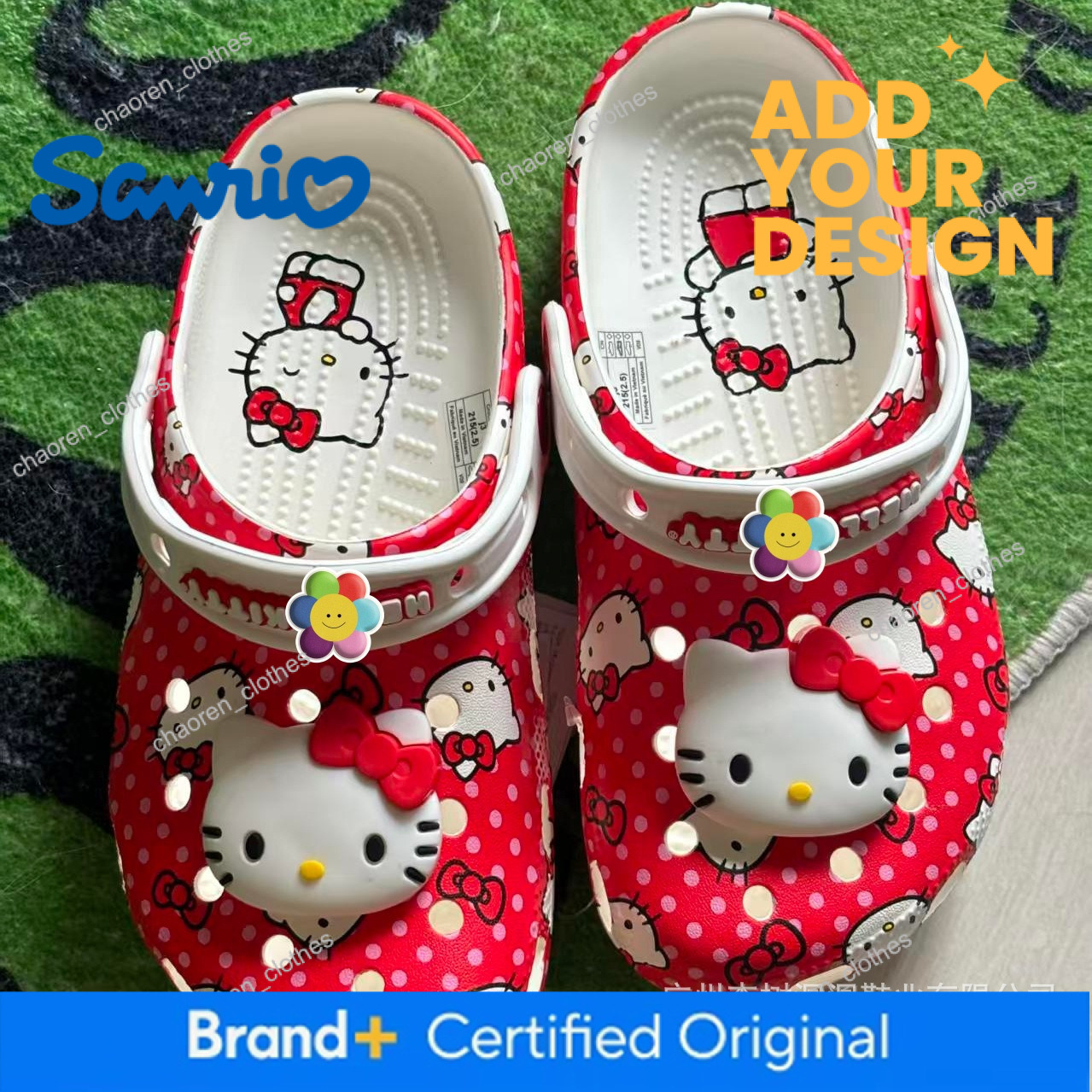 In-Stock Red KT Cat Clogs Girls, Parent-Child Style, Comfortable For Bathroom Casual Wear, Versatile Trendy, Wholesale And Dropshipping Available Luxu