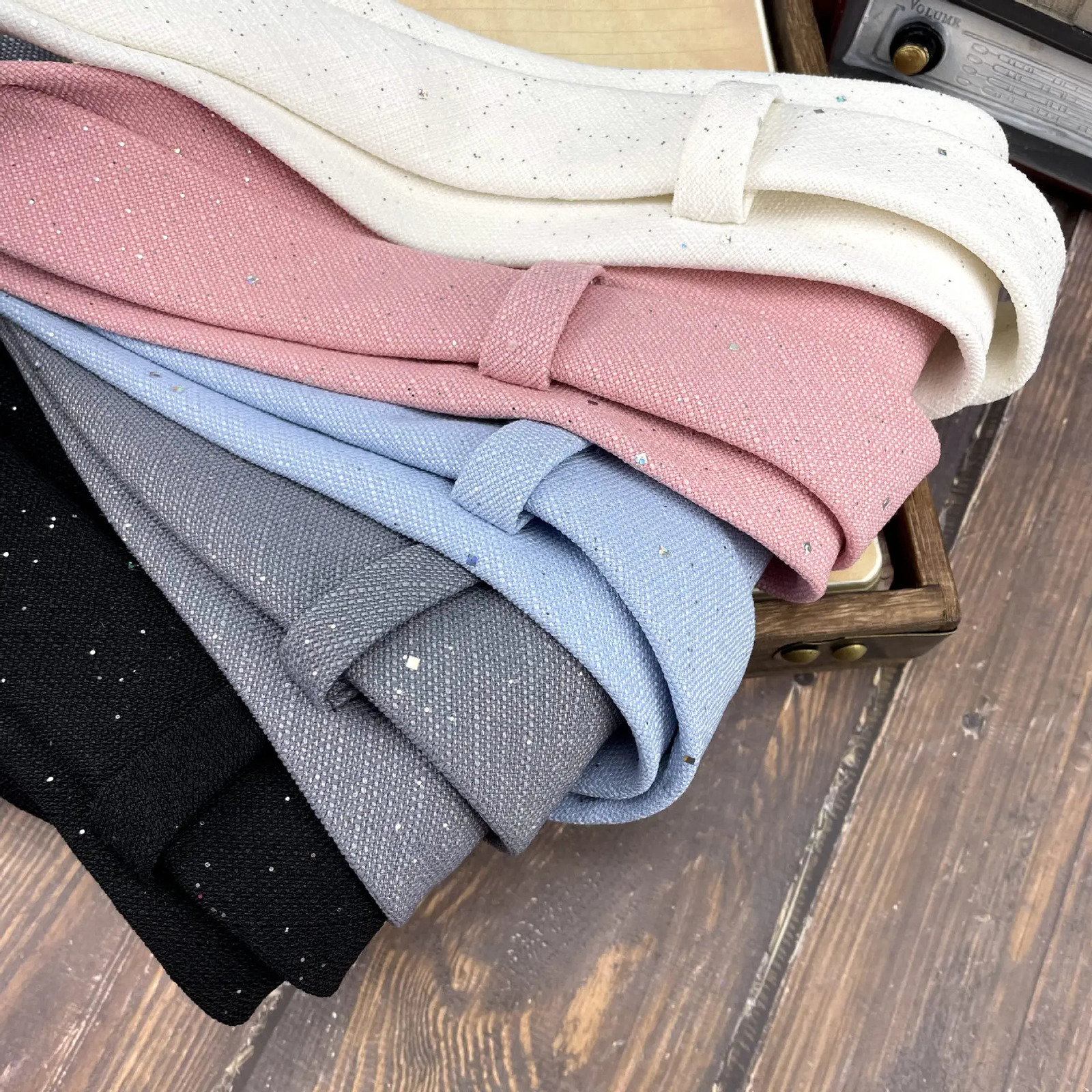 8CM Brown Neckties For Men Cotton Linen Shiny Sequin White Neck Tie Solid Color Soft Cravat Wedding Party Formal Stage Neckwear 260423