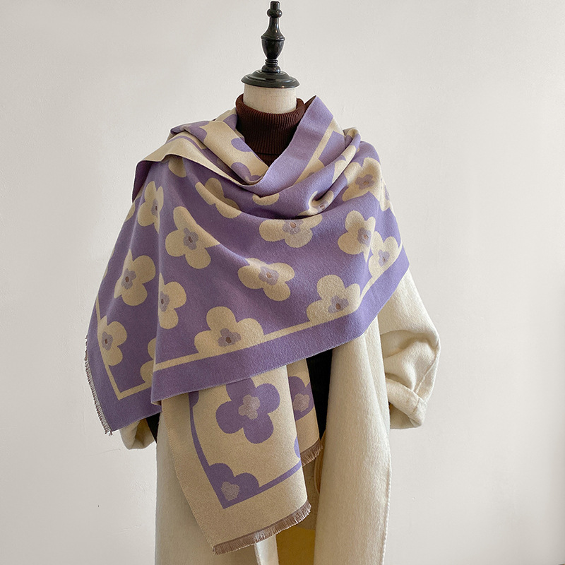 Designer Scarf Luxurious Women's Shawl Small Flower Pattern Scarf Long And Thick Warmth-keeping Scarf Outdoor Cold Protection
