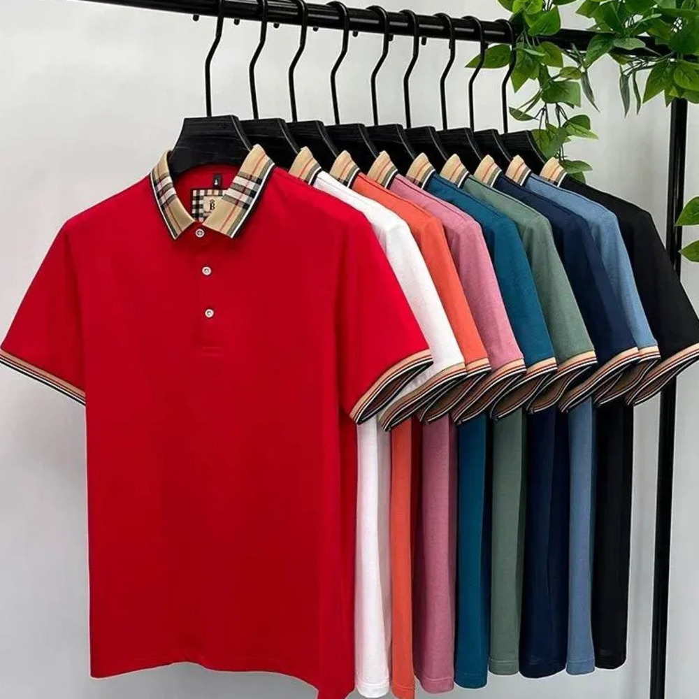 Men's Polos Luxury Brand Short Sleeve Polo Shirt Men Fashionable Simple Solid Color Summer Mercerized Cotton Breathable Casual Lapel T