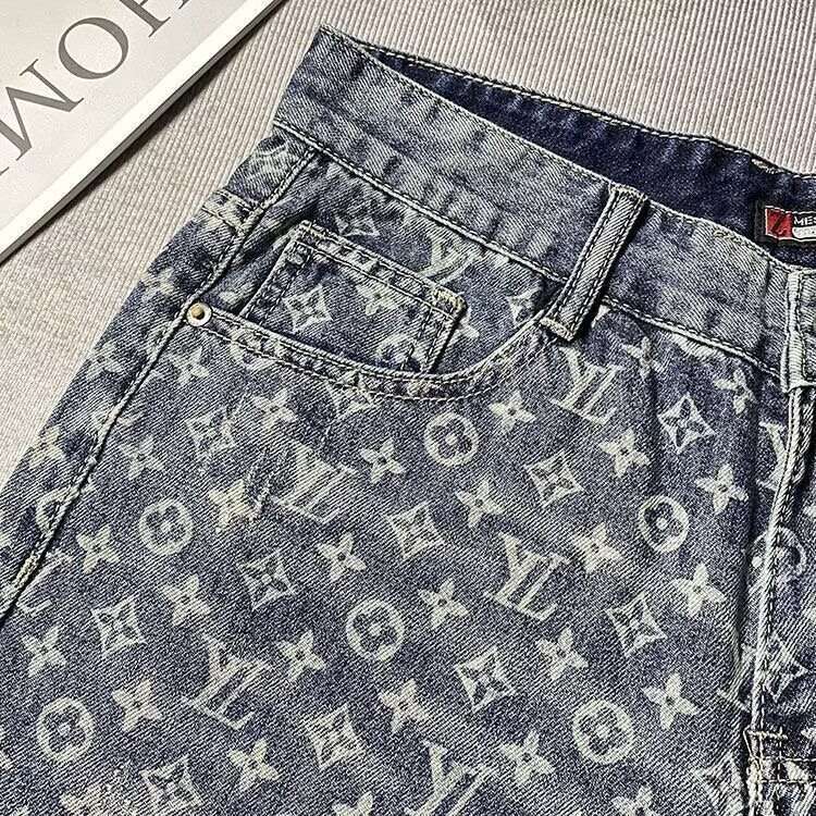essential shorts Men's denim shorts new summer style personalized print slim fit versatile mid-length pants mens shorts