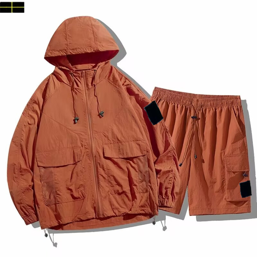 brand Men's stones jacket Designer Mens Short Sets Summer Suits T Shirt Seaside Holiday Polo Shirts Shorts Two Piece Set