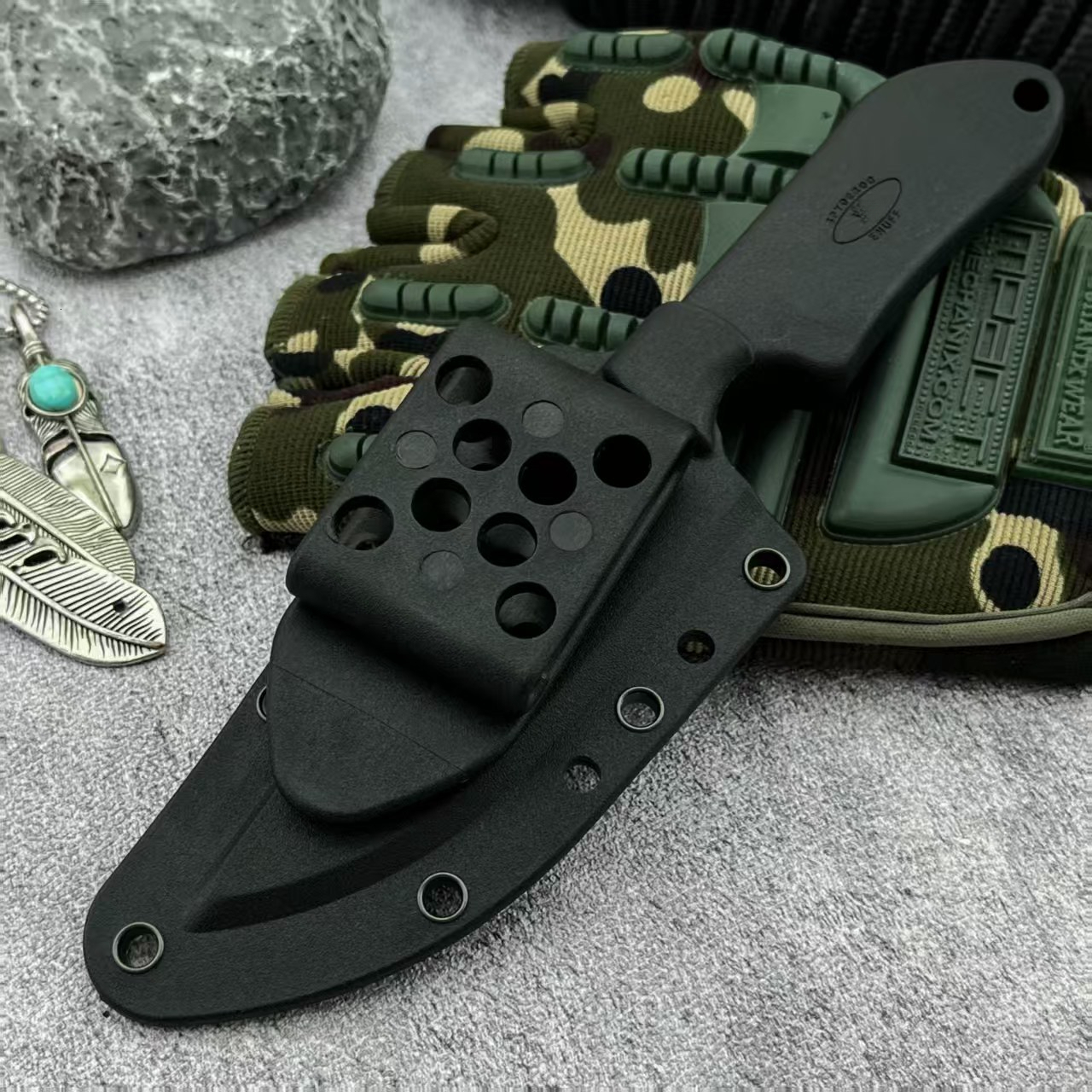 BK20 Survival Fixed Knife with Sheath 7Cr13Mov Blade High Hardness Survival Knife Portable Pocket Outdoor Knife EDC Tool