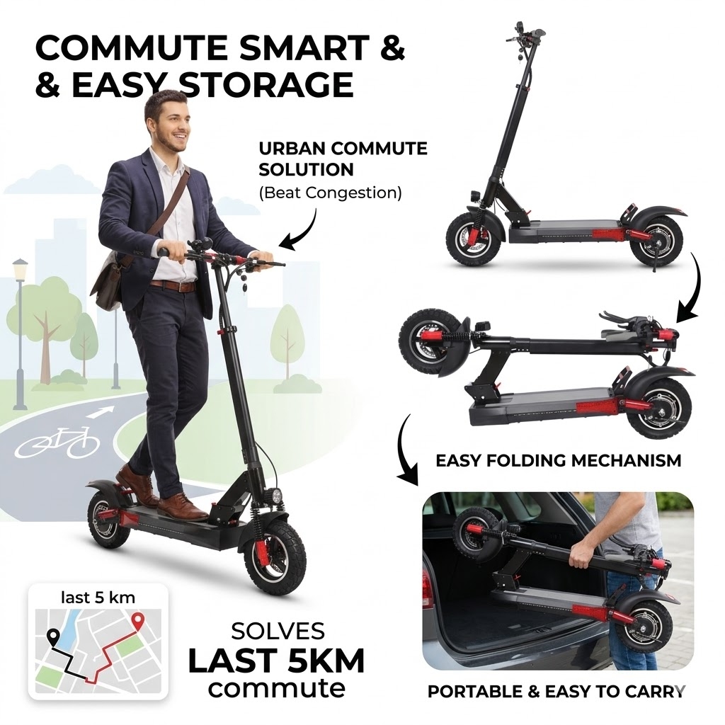 Kids & Adults Electric Scooter, 2 Wheel Outdoor Commute Scooter