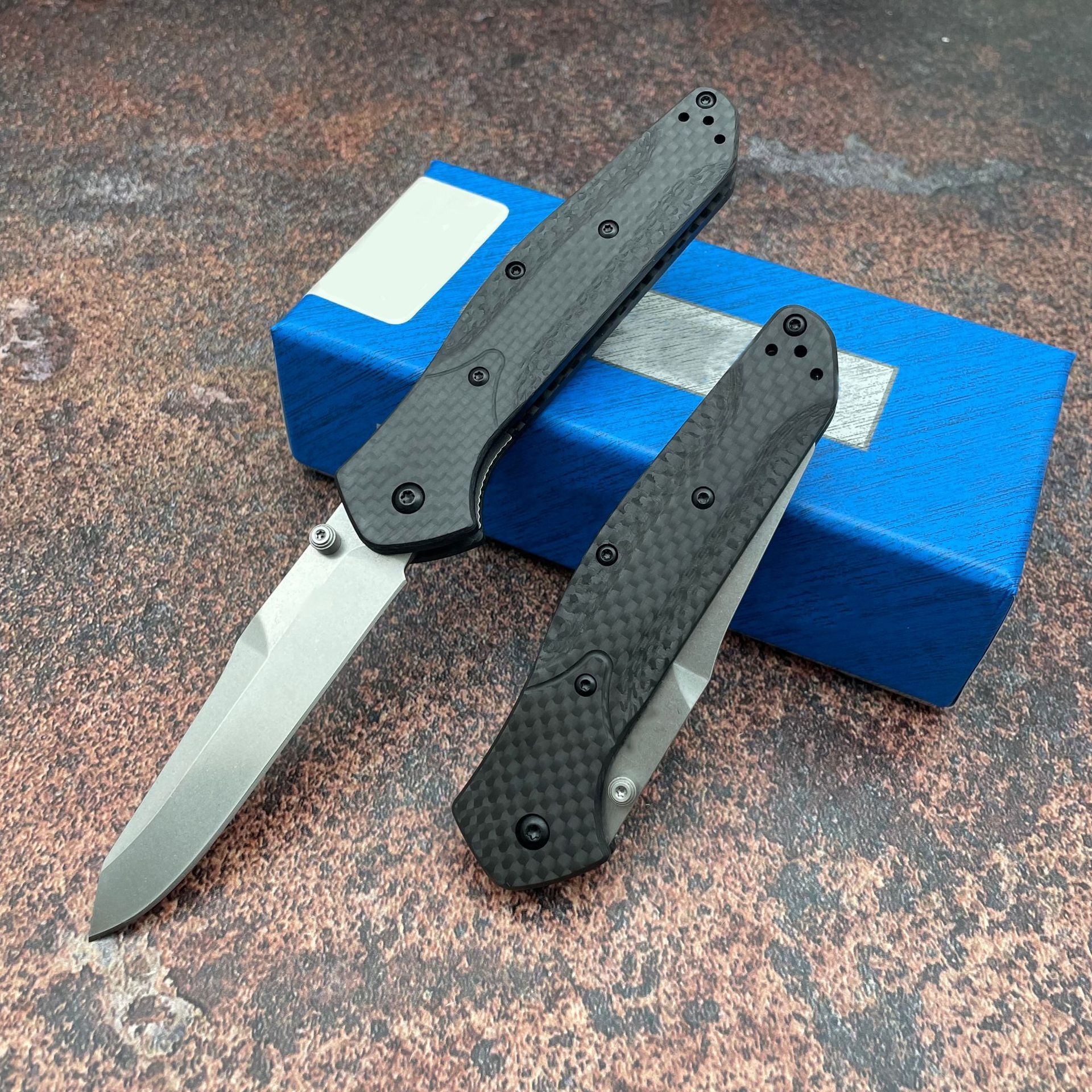 New BM940 Titanium/CF Handle Mark s90v Blade Folding Knife Copper Washers Camping Hunt Pockets Outdoor EDC Tools