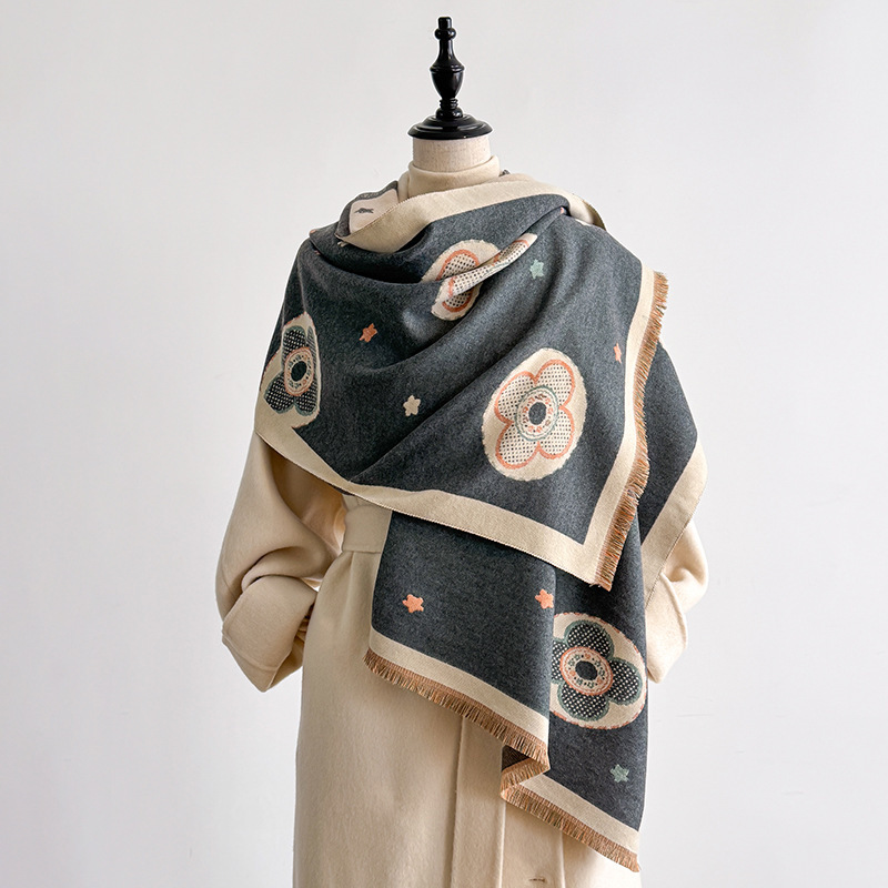 Designer Scarf Luxurious Women's Shawl Geometric Pattern Synthetic Cashmere Double-sided Scarf Outdoor Warmth And Protection