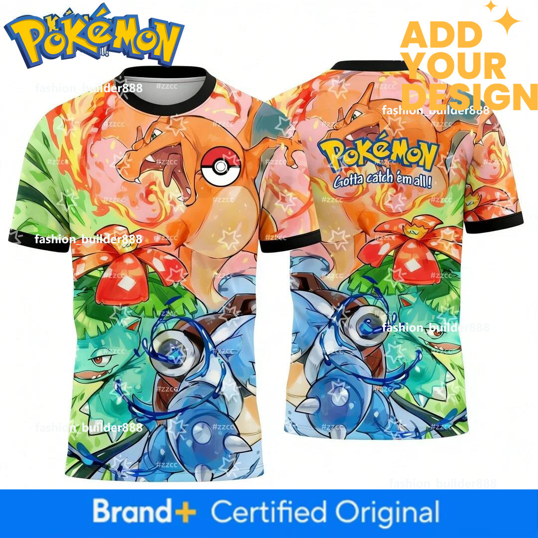 Soccer Jerseys (Unisex) Pokemon Graphic Football Jersey Japanese Anime T-Shirt Spring Sports Dry Quickly Men's T-Shirt Kid's Clothing Tee Wo