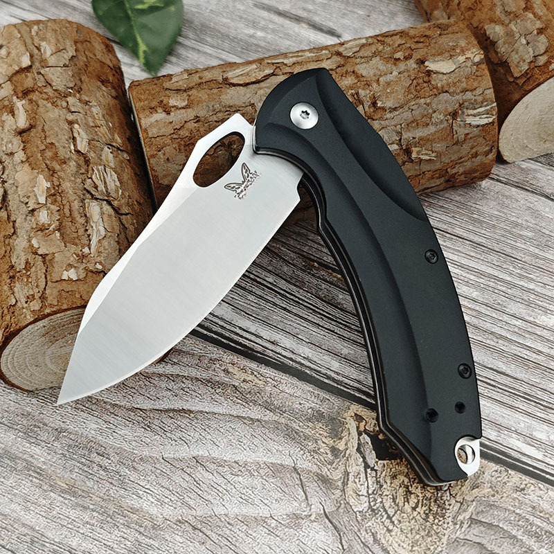 BM818 Tactical D2 Satin Blade Wilderness Survival Pocket Folding Knife Outdoor Camping Rock Climbing Portable Knife Rescue Knife