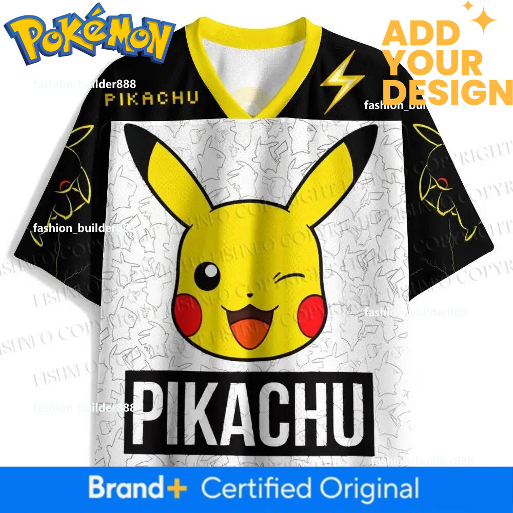 Soccer Jerseys (Unisex) Men's New Pikachu Jersey Winking Face Graphic Lightning Bolt Logo Short Sleeve Pokemon Anime Fan Casual Streetwear Sports