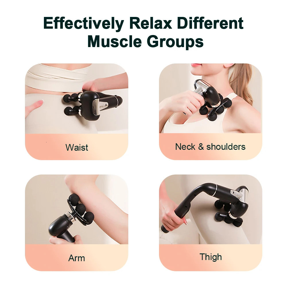 6-Heads Handhel Fascia Gun High Frequency Vibration Body Massage Gun Neck Shoulder Waist Back Handle Massager Fascia masajeador 260424 - view 4