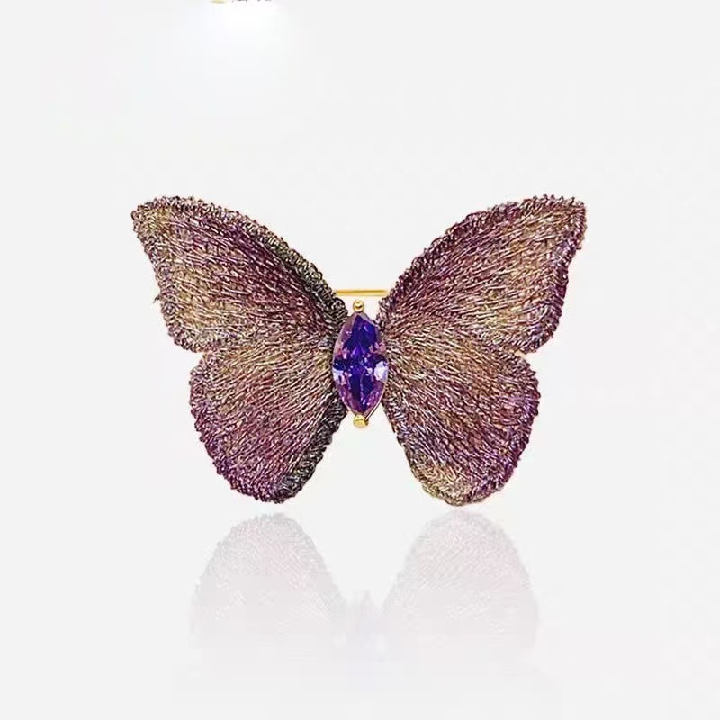 Women Jewerlry Designer New Chinese Retro Blue Butterfly Brooch with Faux Pearl Pin for Women High-end Elegant Fashion Brooch for Suit Wedding Party A