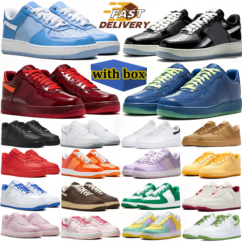 with box af1s designer running shoes men women sneakers black white pink yellow silver mens outdoor sports trainers