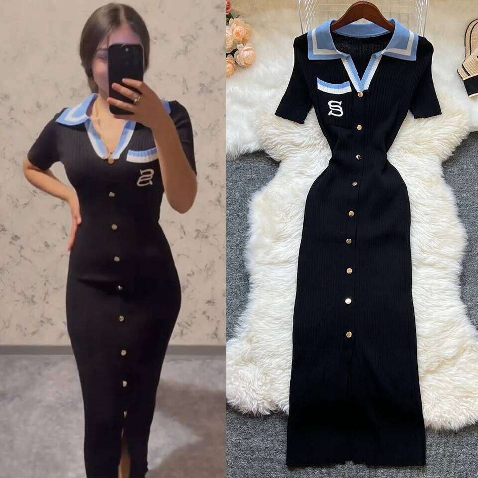Luxury Y2K Embroidery Knitted Dress, Summer Long Bodycon Sweater Dress, Chic Streetwear, Fashion Slim Elegant Women Vestidos MAKOUFEI