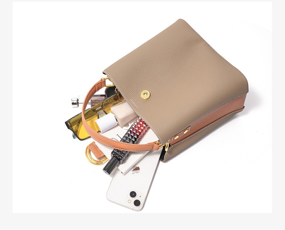 Designer Luxury Leather Women's Handbag Crossover New Top Cowhide Handbag Crossbody Bag Fashionable Large Capacity Bucket Bag Women's Should