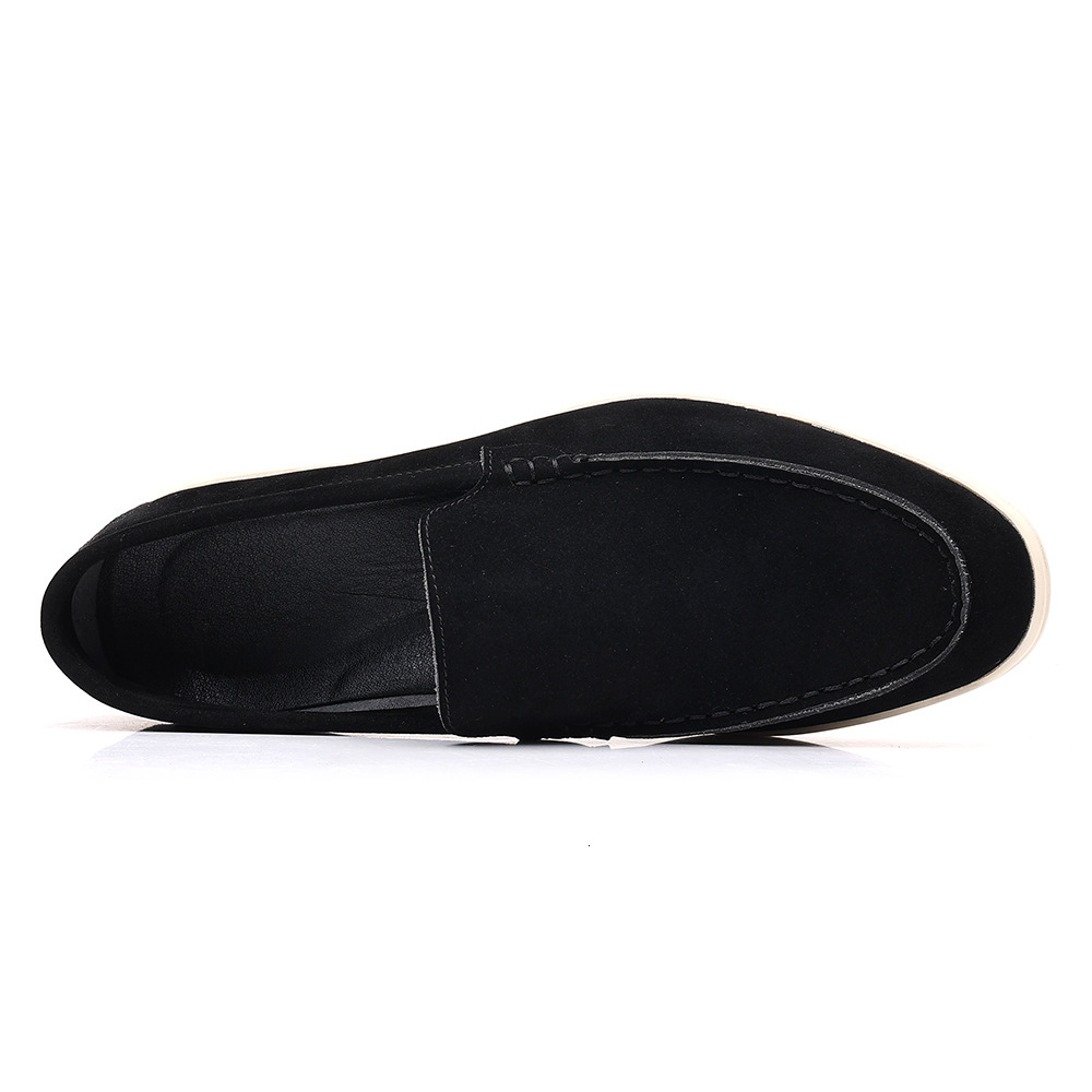Men Light Blue Suede Slip-on Loafers, Casual Flat Lightweight Walking Driving Shoes