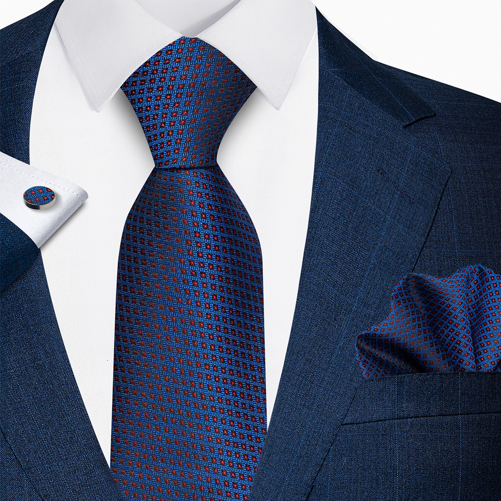 Men Tie Purple Solid Floral Silk Wedding Tie For Men DiBanGu Hanky Cufflinks Business Gift Tie Set For Men SJT-7266 24120