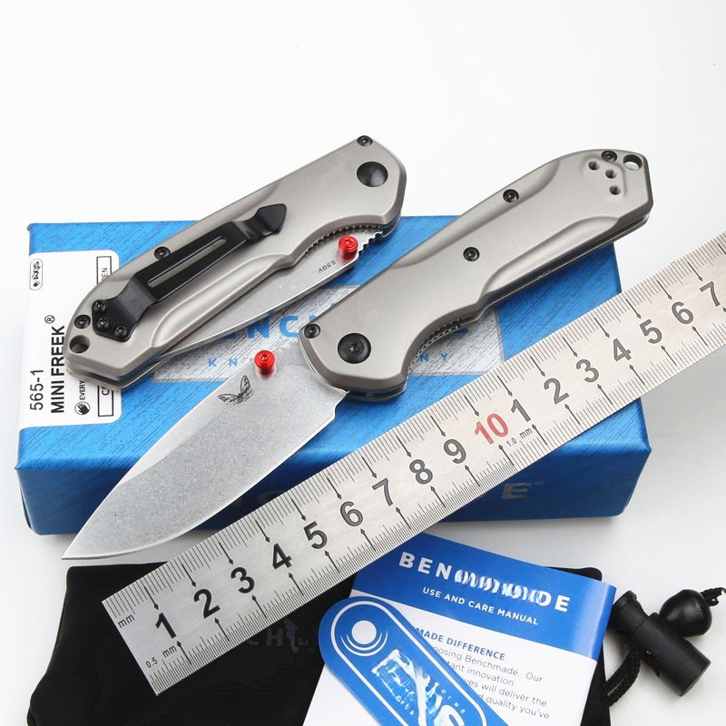BM565 Mini Freek S90V Blade Titanium Alloy Handle Outdoor Camping Survival Kitchen Multifunctional EDC Tool Folding Knife
