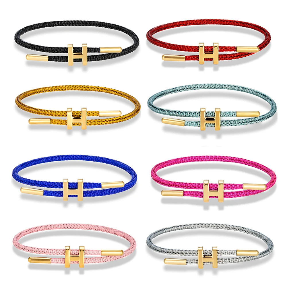 Multicolor Charm Adjustable Bracelet Fashion No Fade Stainless Steel Wire Waterproof Rope Bracelet for Men Women Couple 260423